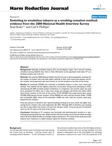Switching to smokeless tobacco as a smoking cessation method: evidence from the 2000 National Health Interview Survey