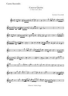 Partition Canto secondo, Canzon Quinta à 3 Due Canti e Basso, Frescobaldi, Girolamo