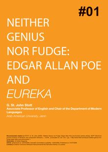 Neither Genius Nor Fudge: Edgar Allan Poe and Eureka (Ni genio ni farsante: Edgar Allan Poe y Eureka, Ni geni ni farsant: Edgar Allan Poe i Eureka, Ez paregabea eta ezta erdipurdioka ere: Edgar Allan Poe eta Eureka)