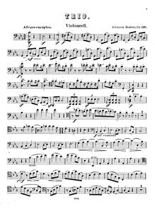 Partition de violoncelle, Piano Trio No.3, C minor, Brahms, Johannes