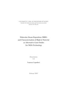 Molecular beam deposition (MBD) and characterisation of high-k material as alternative gate oxides for MOS-technology [Elektronische Ressource] / von Vanessa Capodieci