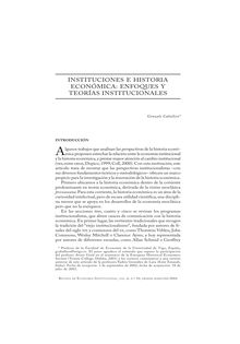 Instituciones e historia económica: enfoques y teorías institucionales (Institutions and economic history: approaches and institutional theories )