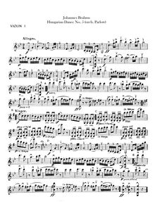 Partition violons I, II, 21 Hungarian Dances (orchestre), Brahms, Johannes par Johannes Brahms