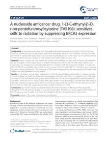 A nucleoside anticancer drug, 1-(3-C-ethynyl-β-D-ribo-pentofuranosyl)cytosine (TAS106), sensitizes cells to radiation by suppressing BRCA2 expression