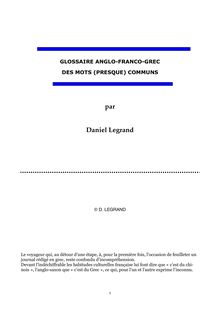 GLOSSAIRE ANGLO-FRANCO-GREC  DES MOTS (PRESQUE) COMMUNS 