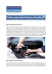 Servicing Your Car - Reed Johnson Doylestown PA