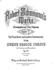 Partition complète, violon Sonata No.2, Schumann, Robert
