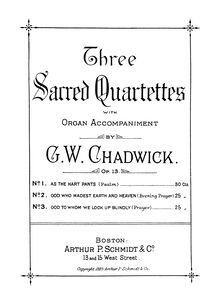 Partition Cover et Catalog Pages, 3 sacré quatuors, Op.13, 3 Sacred Quartets with Organ Accompaniment