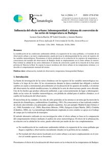 Influencia del efecto urbano: inhomogeneidad y sistema de conversion de las series de temperatura en Badajoz