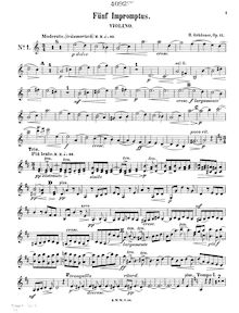 Partition de violon, 5 Impromptus pour Piano Trio, Grädener, Hermann