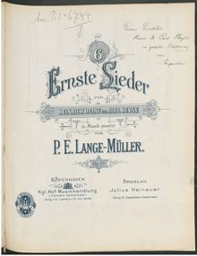Partition complète, 6 chansons, Op.27, Lange-Müller, Peter Erasmus