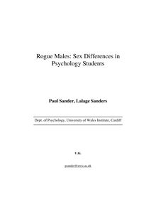 Rogue Males: Sex differences in Psychology students (Varones "Pícaros": Diferencias de género en estudiantes de psicología)