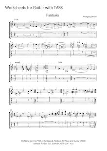 Partition Worksheet pour guitare seulement (incl. tablature), Fantasia pour flûte et guitare