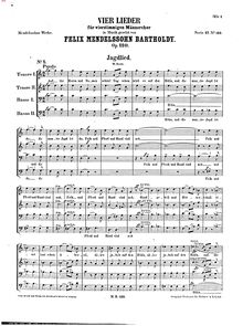 Partition complète, 4 chansons pour 4 masculin voix, Op.120, Vier Lieder für vierstimmigen Männerchor, Op.120