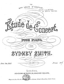 Partition complète, Etude de concert, B major, Smith, Sydney
