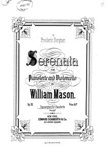 Partition complète, Serenata pour violoncelle et Piano, Mason, William