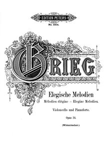 Partition violoncelle et partition de piano, 2 Elegiac Melodies Op.34