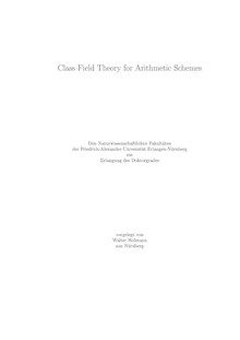 Class field theory for arithmetic schemes [Elektronische Ressource] / vorgelegt von Walter Hofmann
