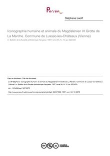 Iconographie humaine et animale du Magdalénien III Grotte de La Marche. Commune de Lussac-les-Châteaux (Vienne) - article ; n°10 ; vol.54, pg 622-633