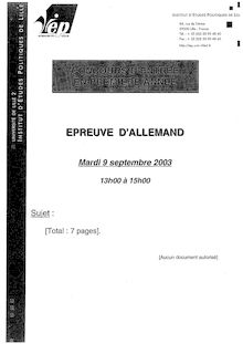 Allemand 2003 IEP Lille - Sciences Po Lille