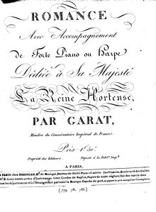Partition complète, Le Pont de la Veure, Romance, F Minor, Garat, Dominique-Pierre-Jean