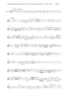 Partition altos, Concerto Grosso en B-flat major, HWV 314, G major