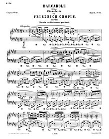 Partition complète, Barcarolle, F♯ major, Chopin, Frédéric