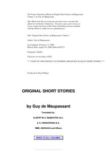 Original Short Stories — Volume 01