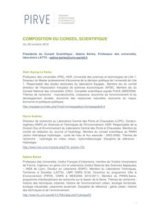 COMPOSITION DU CONSEIL SCIENTIFIQUE
