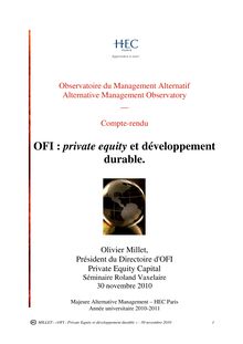 OFI : private equity et développement durable - par Olivier Millet