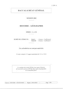 Baccalaureat 2002 histoire geographie sciences economiques et sociales