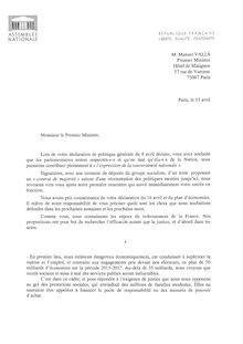 Lettre de onze députés PS à Manuel Valls