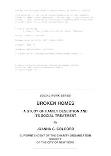 Broken Homes - A Study of Family Desertion and its Social Treatment