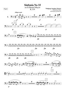 Partition bassons 1, 2, Symphony No.33, B♭ major, Mozart, Wolfgang Amadeus