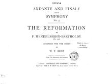 Partition complète, Symphony No.5 en D minor, Reformations-Sinfonie par Felix Mendelssohn