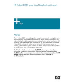 HP ProLiant DL585 server Lotus NotesBench audit report