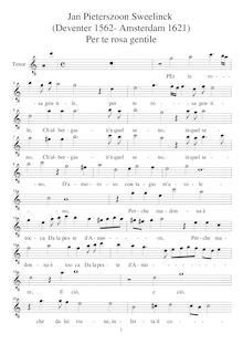 Partition ténor (A), en aigu enregistrement  notation, Rimes francaises et italiennes par Jan Pieterszoon Sweelinck