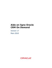 Aide en ligne Oracle CRM On Demand