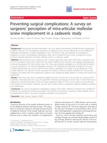 Preventing surgical complications: A survey on surgeons  perception of intra-articular malleolar screw misplacement in a cadaveric study