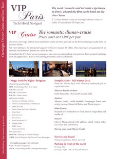 Overnight Dinner Cruise on river Seine aboard VIP Paris Yacht Hotel and Boat Tour