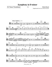 Partition ténor Trombone 2, Symphony No.30, D minor, Haydn, Michael