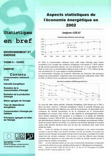 Aspects statistiques de l économie énergétique en 2002