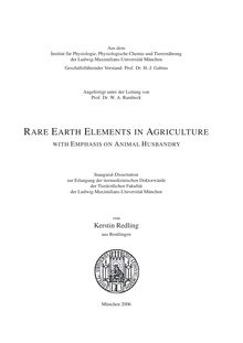 Rare earth elements in agriculture with emphasis on animal husbandry [Elektronische Ressource] / von Kerstin Redling