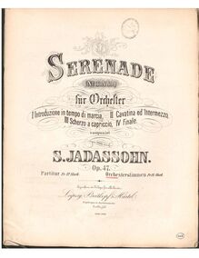 Partition violons I, Serenade No.3 en A major, A major, Jadassohn, Salomon