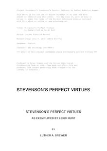 Stevenson s Perfect Virtues - As Exemplified by Leigh Hunt