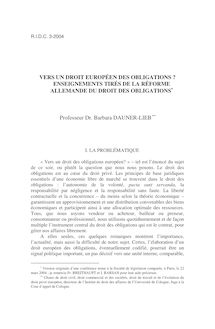 Vers un droit européen des obligations ? Enseignements tirés de la réforme allemande du droit des obligations - article ; n°3 ; vol.56, pg 559-569