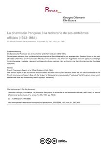 La pharmacie française à la recherche de ses emblèmes officiels (1942-1984) - article ; n°296 ; vol.81, pg 79-83