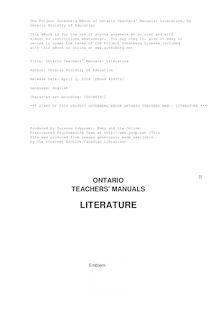 Ontario Teachers  Manuals: Literature