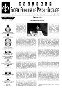 31 Bulletin Société Française de Psycho-Oncologie Janv-Mars 2003