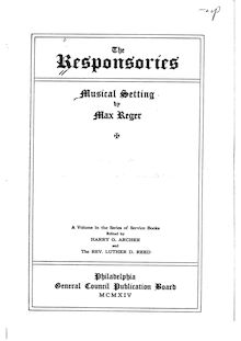 Partition Complete Book, Responsories pour chœur, The Responsories.